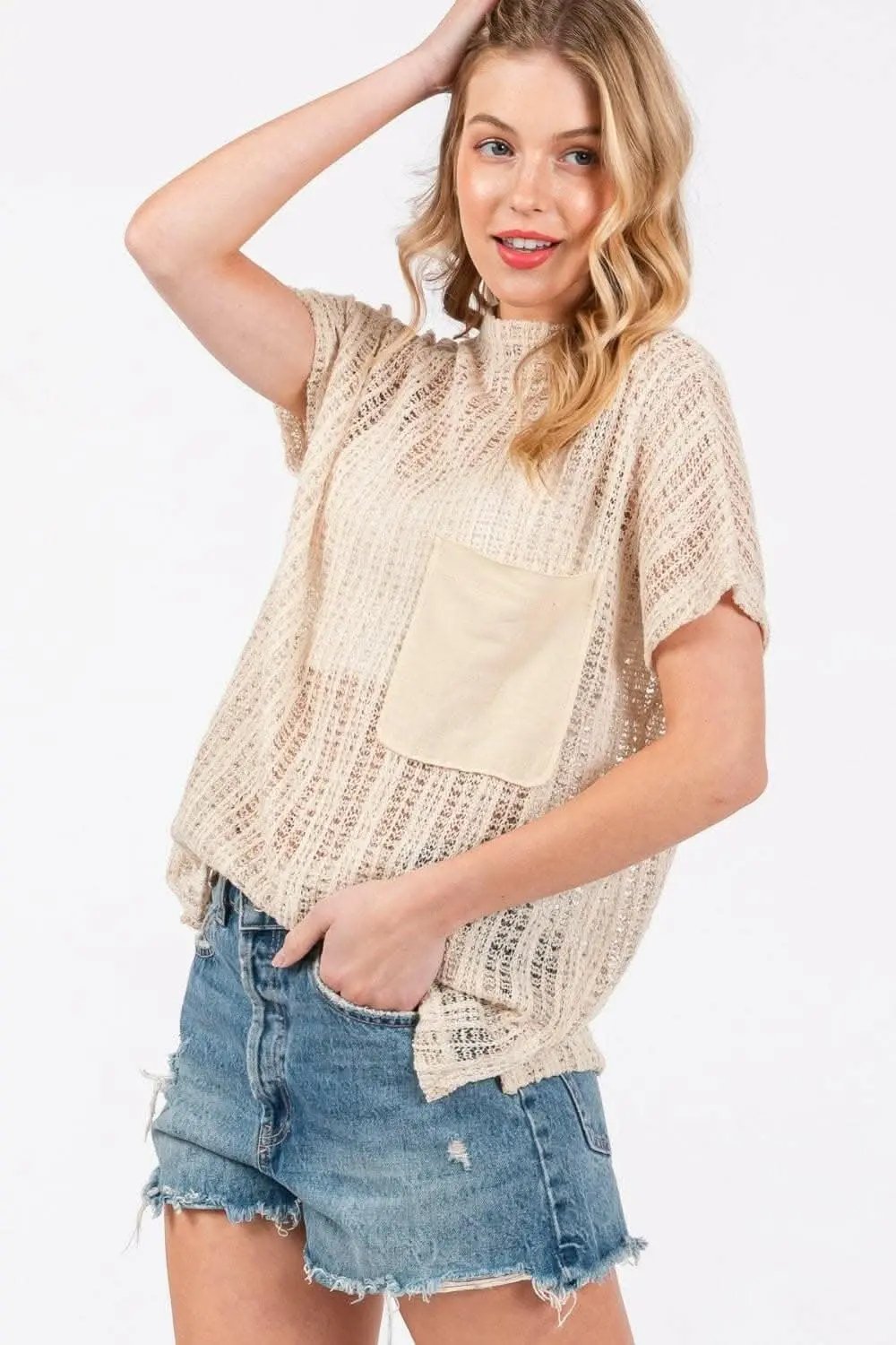 Accessories Trendsi Crochet Cover-Up Women's Beach Dress Chic Mock Neck Lightweight