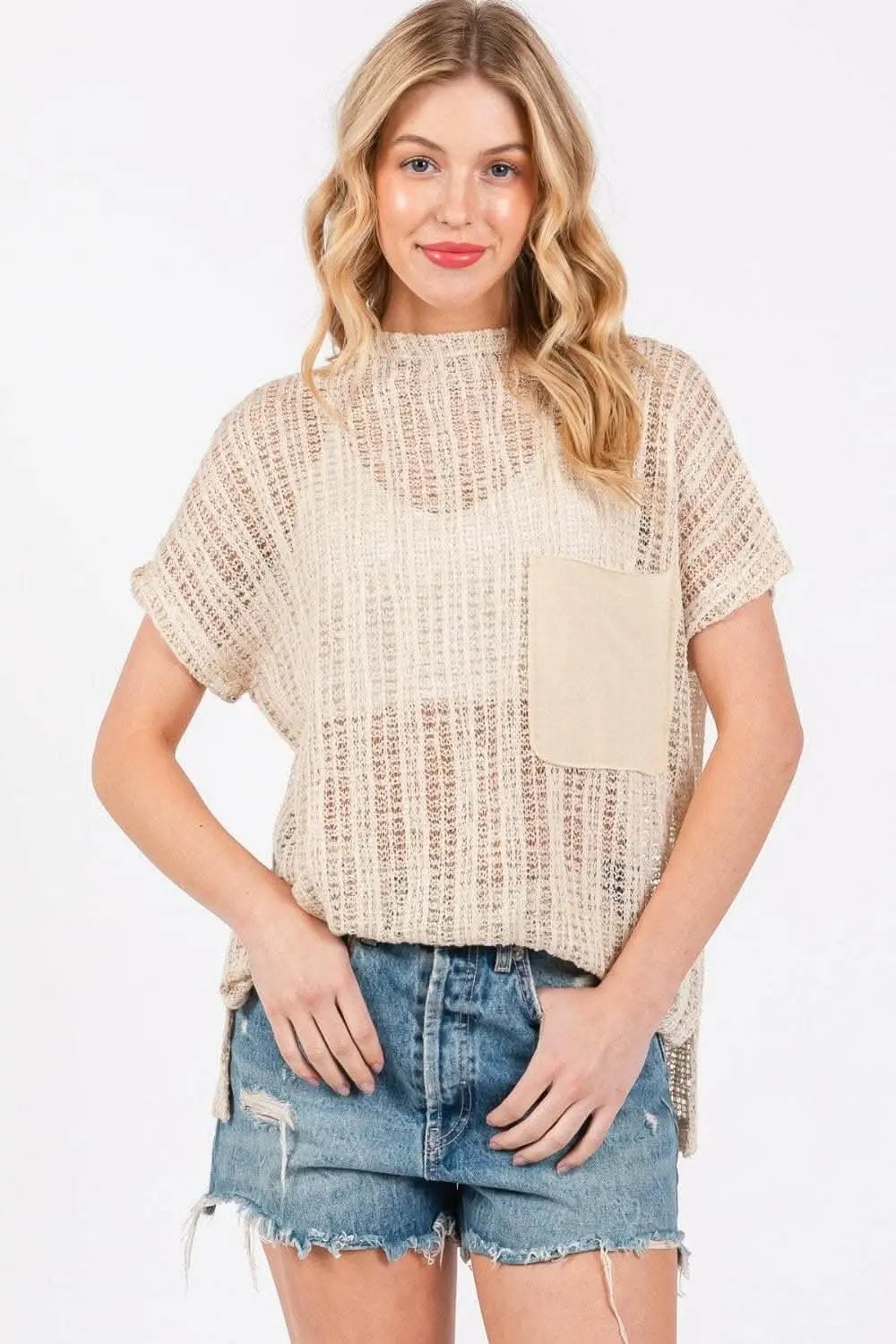 Accessories Trendsi Crochet Cover-Up Women's Beach Dress Chic Mock Neck Lightweight