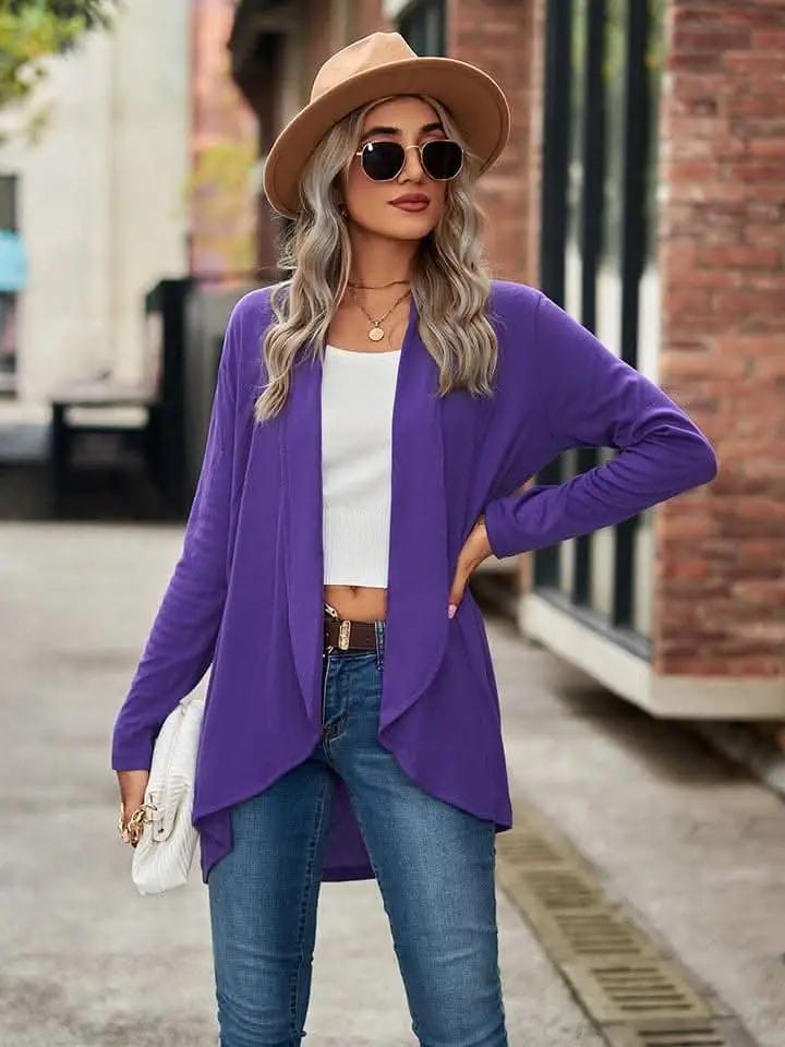 Trendsi Long Sleeve Cardigan Opaque Black