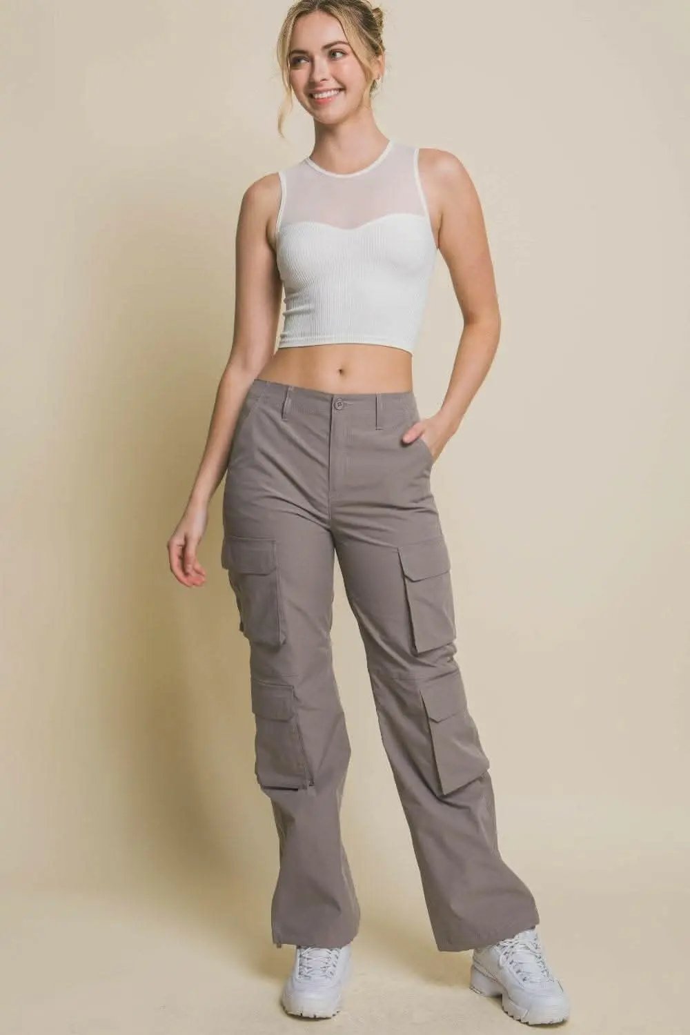 T-Shirts Trendsi just arrived - Chic Mesh Ribbed Love Tree Crop Top
