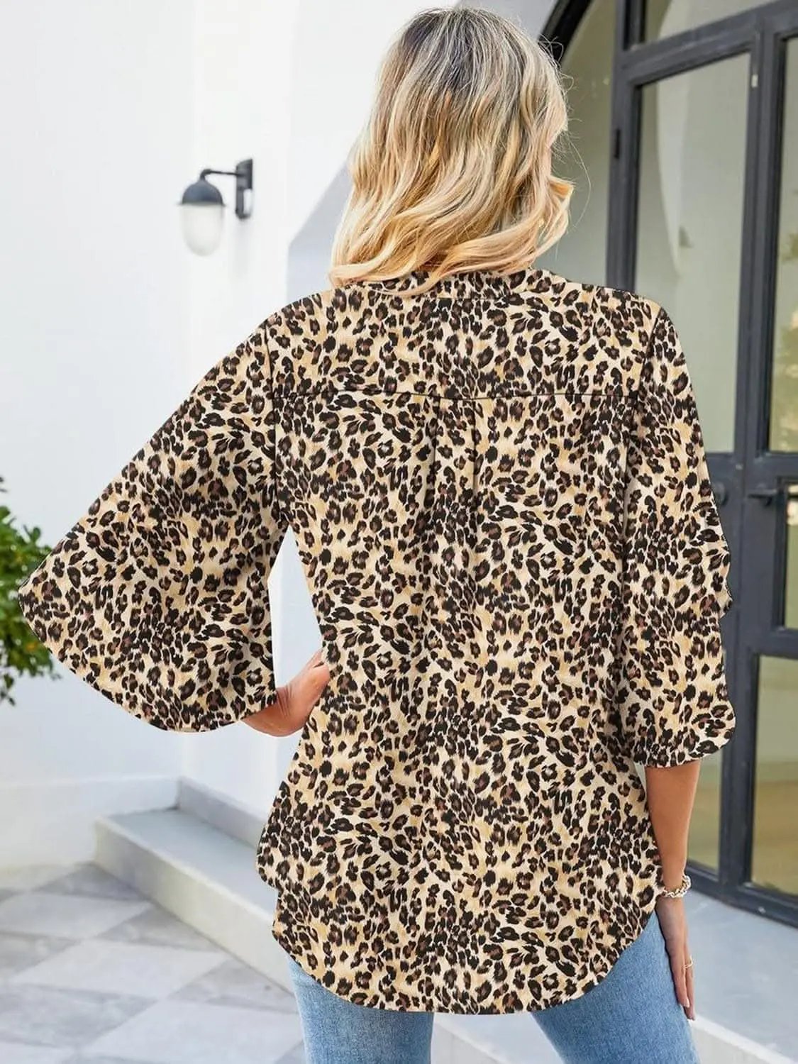 T-Shirts Trendsi Shirts - Chic Notched Sleeve Blouse - Premium Quality