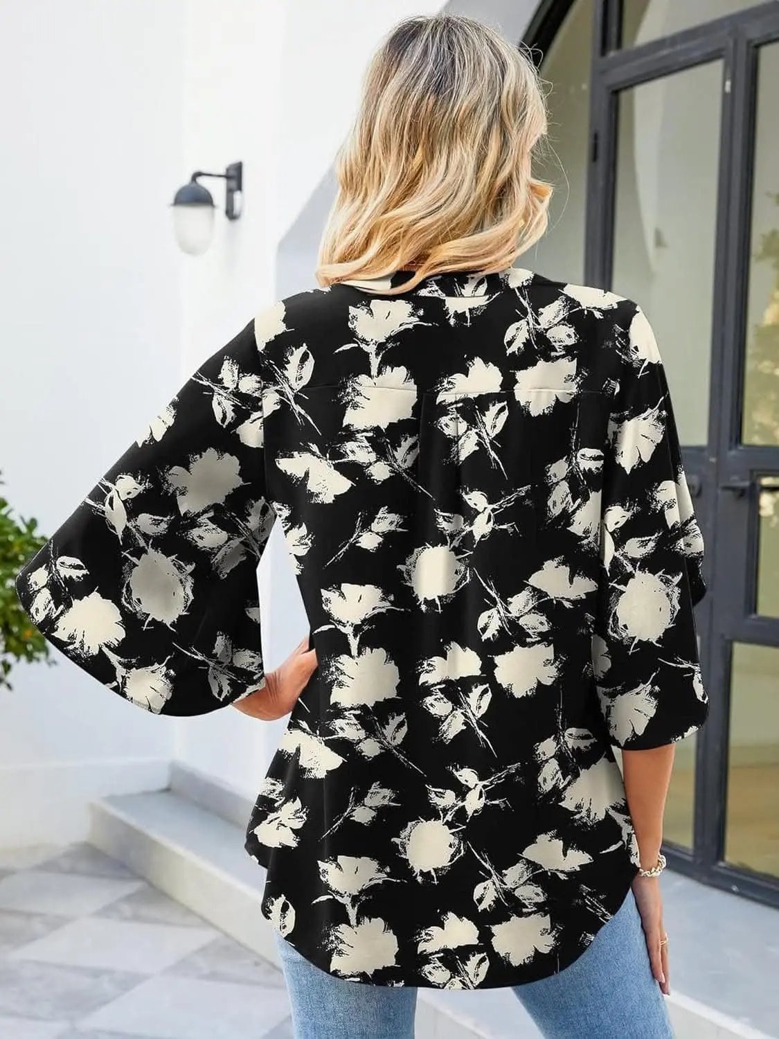 T-Shirts Trendsi Shirts - Chic Notched Sleeve Blouse - Premium Quality