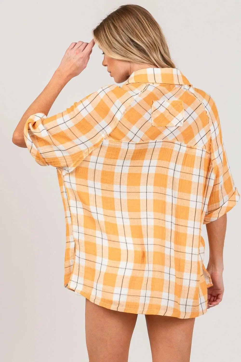 Pants Trendsi Plaid Shirt Women's Casual Top Chic Side Slits Elegant Color
