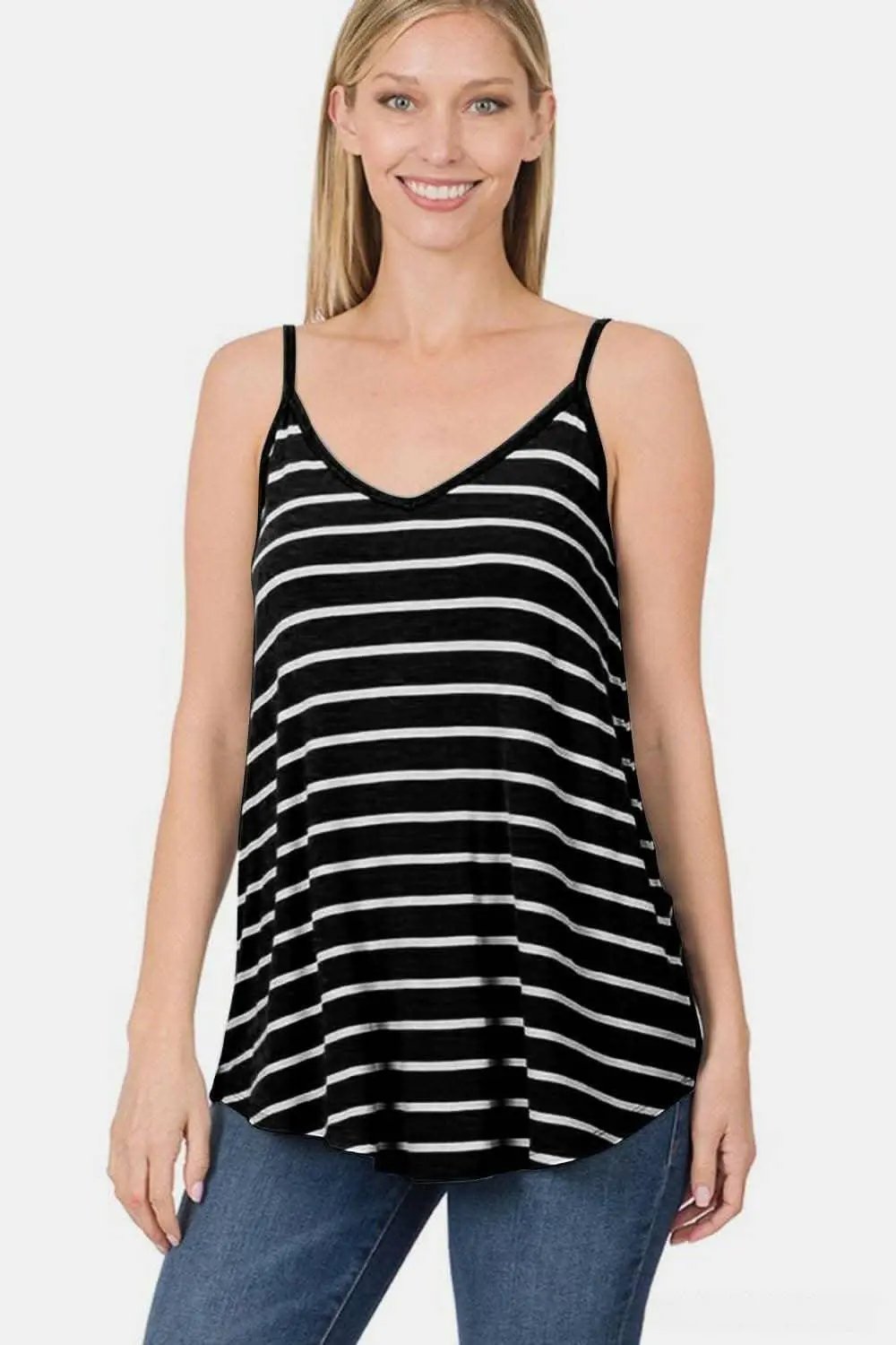 Trendsi Striped Sleeveless V-Neck Top - Casual Chic