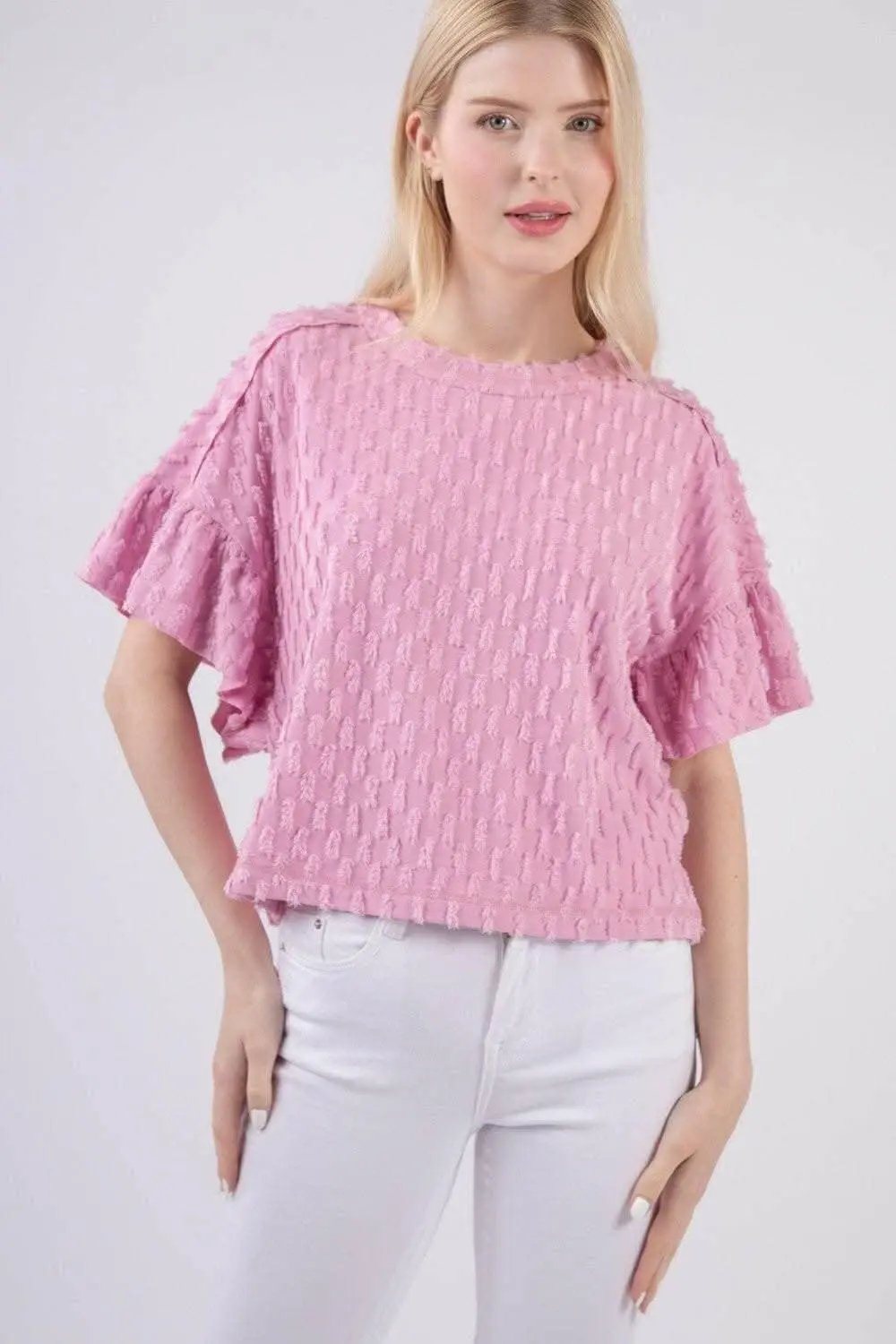 Trendsi Textured Ruffle-Sleeve Top — Chic Blouse for Women