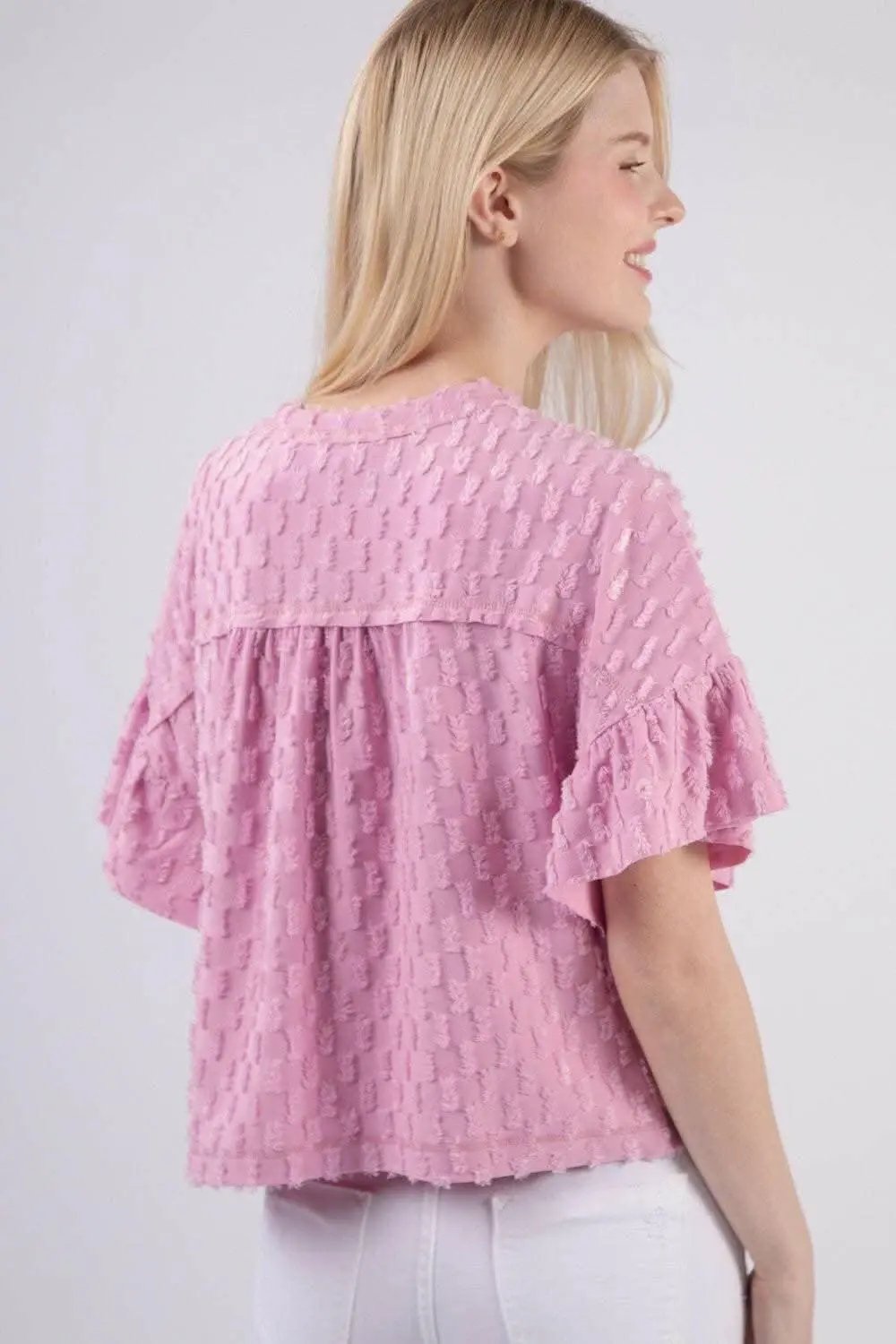 Trendsi Textured Ruffle-Sleeve Top — Chic Blouse for Women