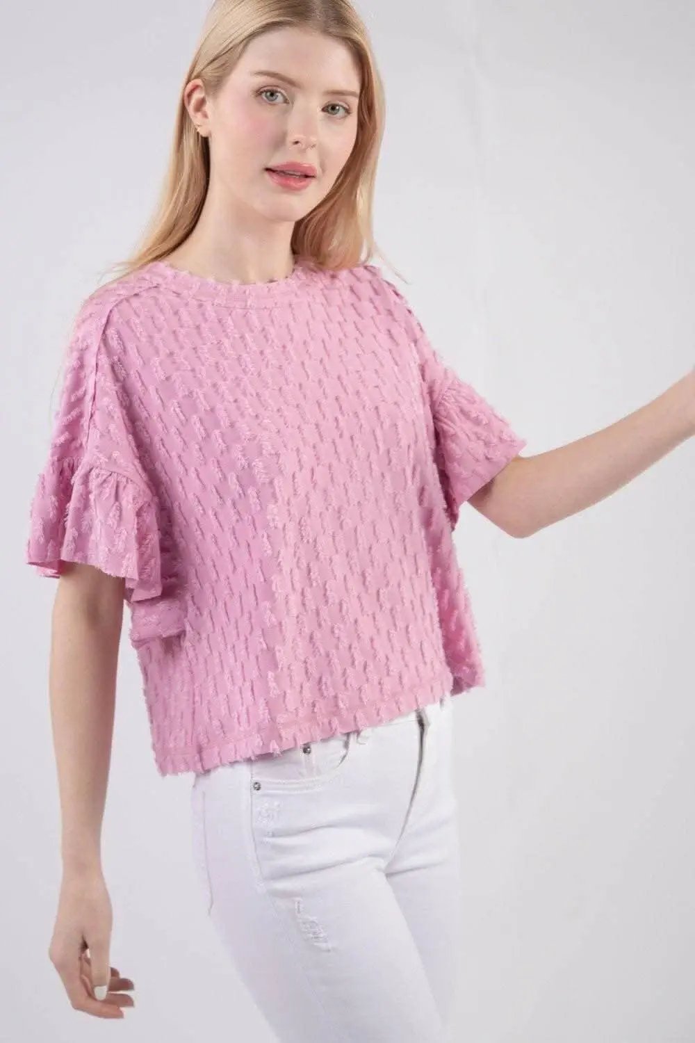 Trendsi Textured Ruffle-Sleeve Top — Chic Blouse for Women