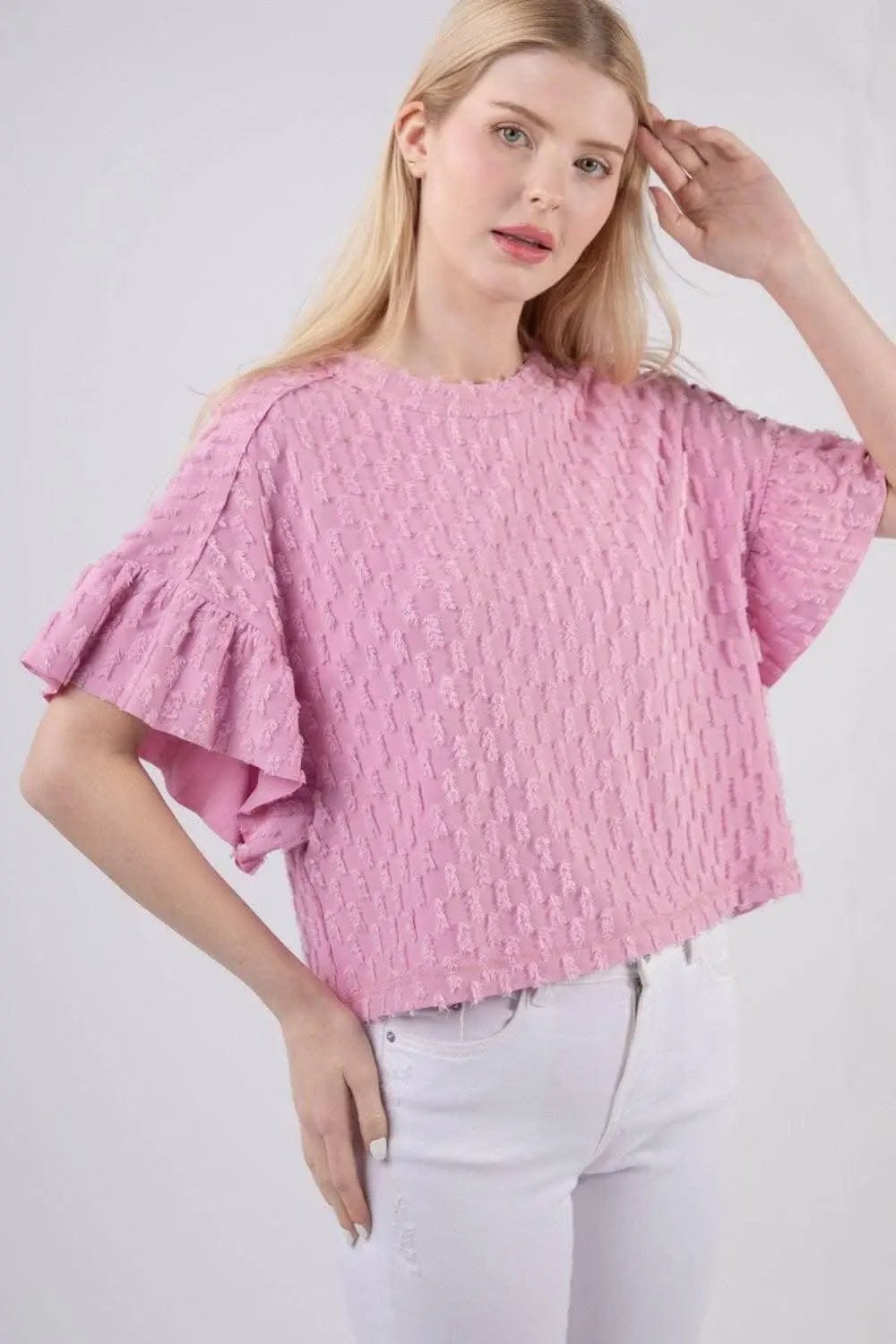 Trendsi Textured Ruffle-Sleeve Top — Chic Blouse for Women