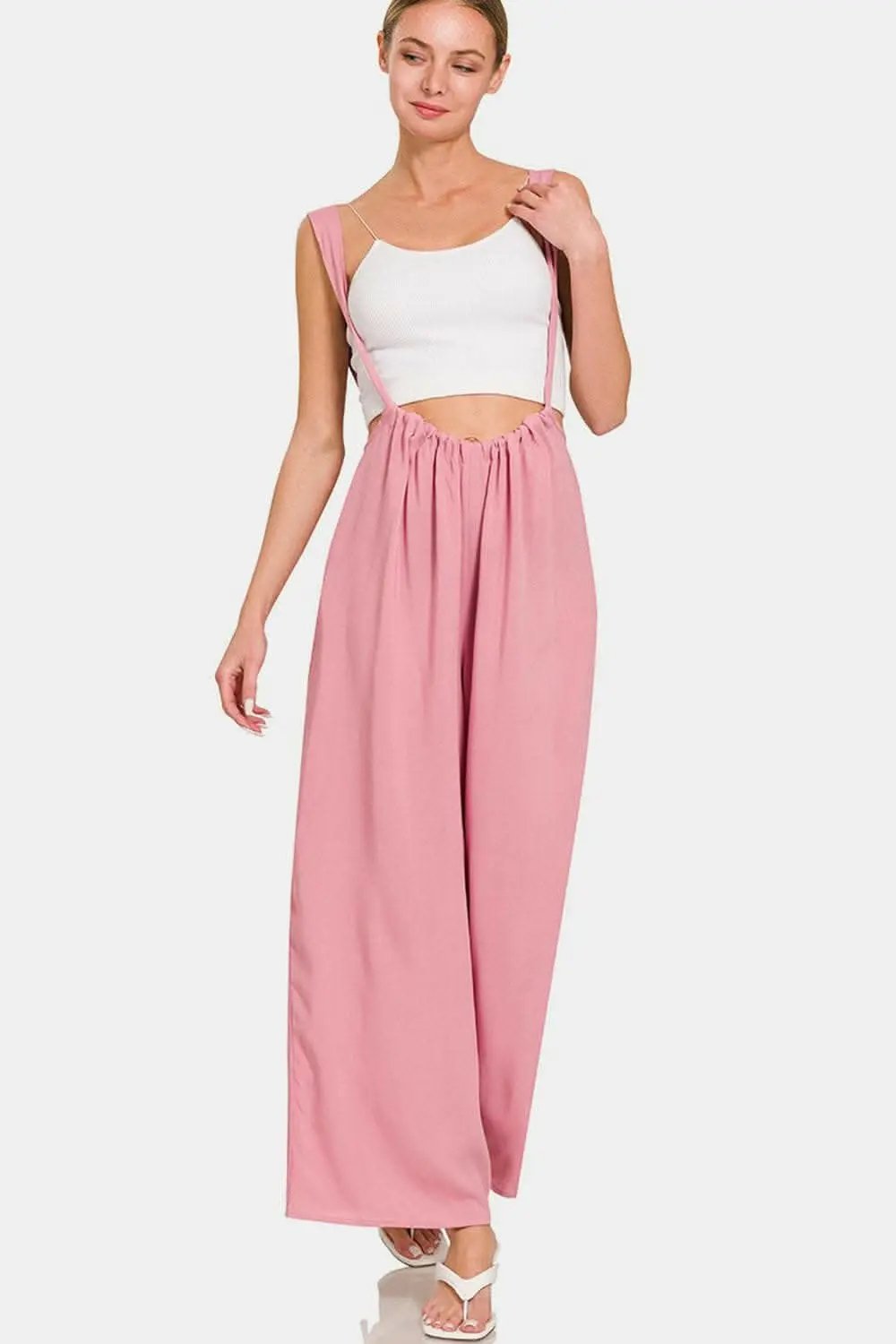 Dresses Trendsi TIKTOK - Chic Zenana wide leg overalls with pockets and ruched