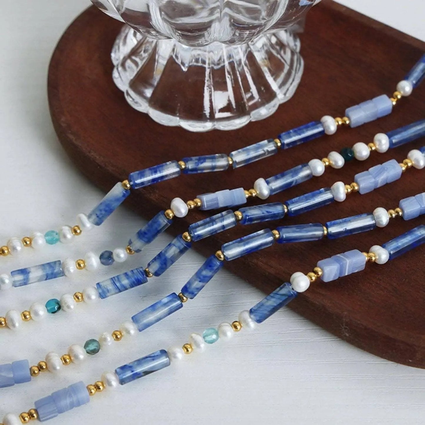 Trendsi Blue Chalcedony Pendant Necklace