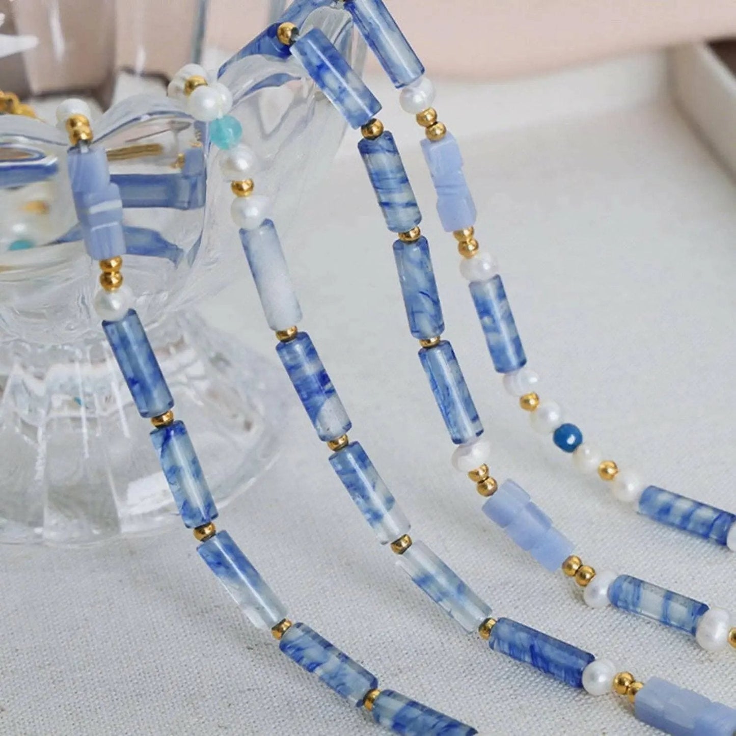 Trendsi Blue Chalcedony Pendant Necklace