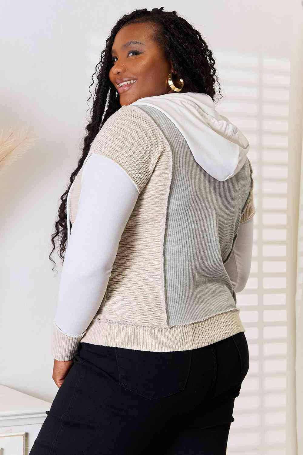 Trendsi Women's Color Block Hoodie with Seam Details - Chic Casual
