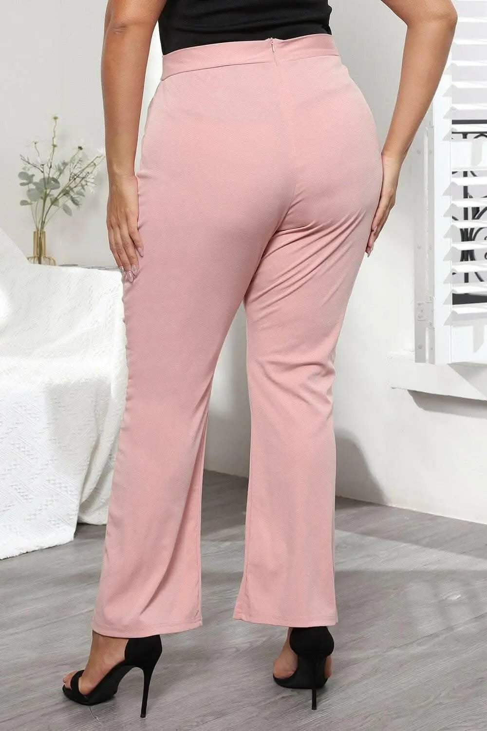 Plus Size Trousers by Trendsi | Dusty Pink Solid