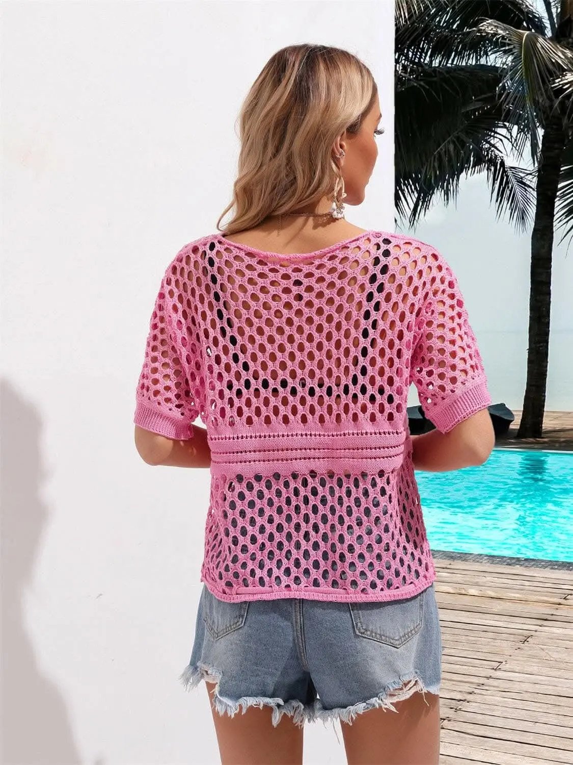 T-Shirts Trendsi swimwear - Chic cutout beach cover up - sizes S to XL