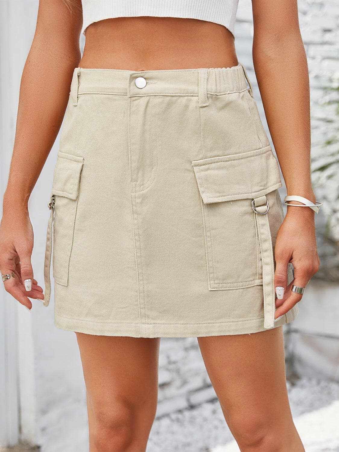 Jeans & Denim Trendsi Premium Chic denim skirt with pockets