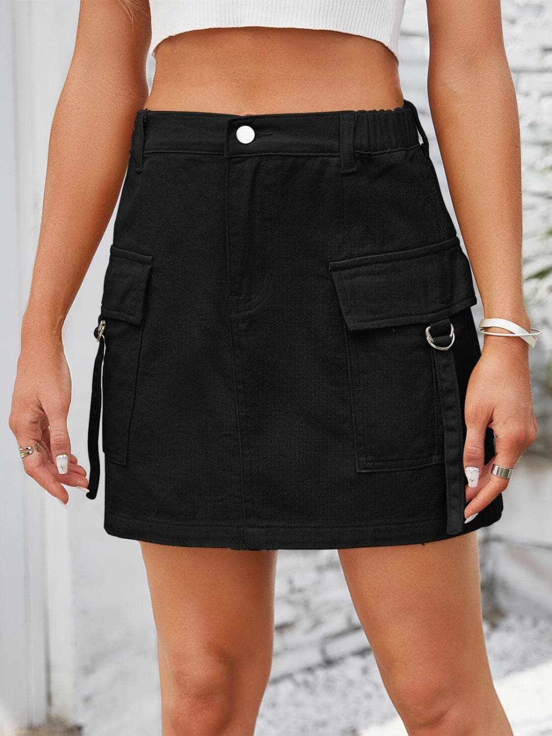 Jeans & Denim Trendsi Premium Chic denim skirt with pockets