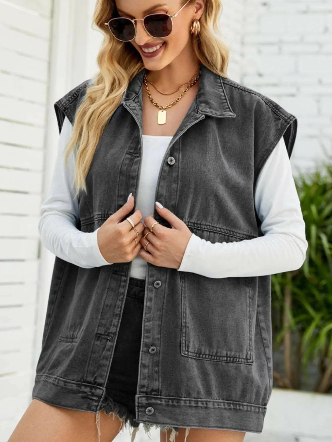 Trendsi Denim Sleeveless Top With Pockets — Casual Summer Style