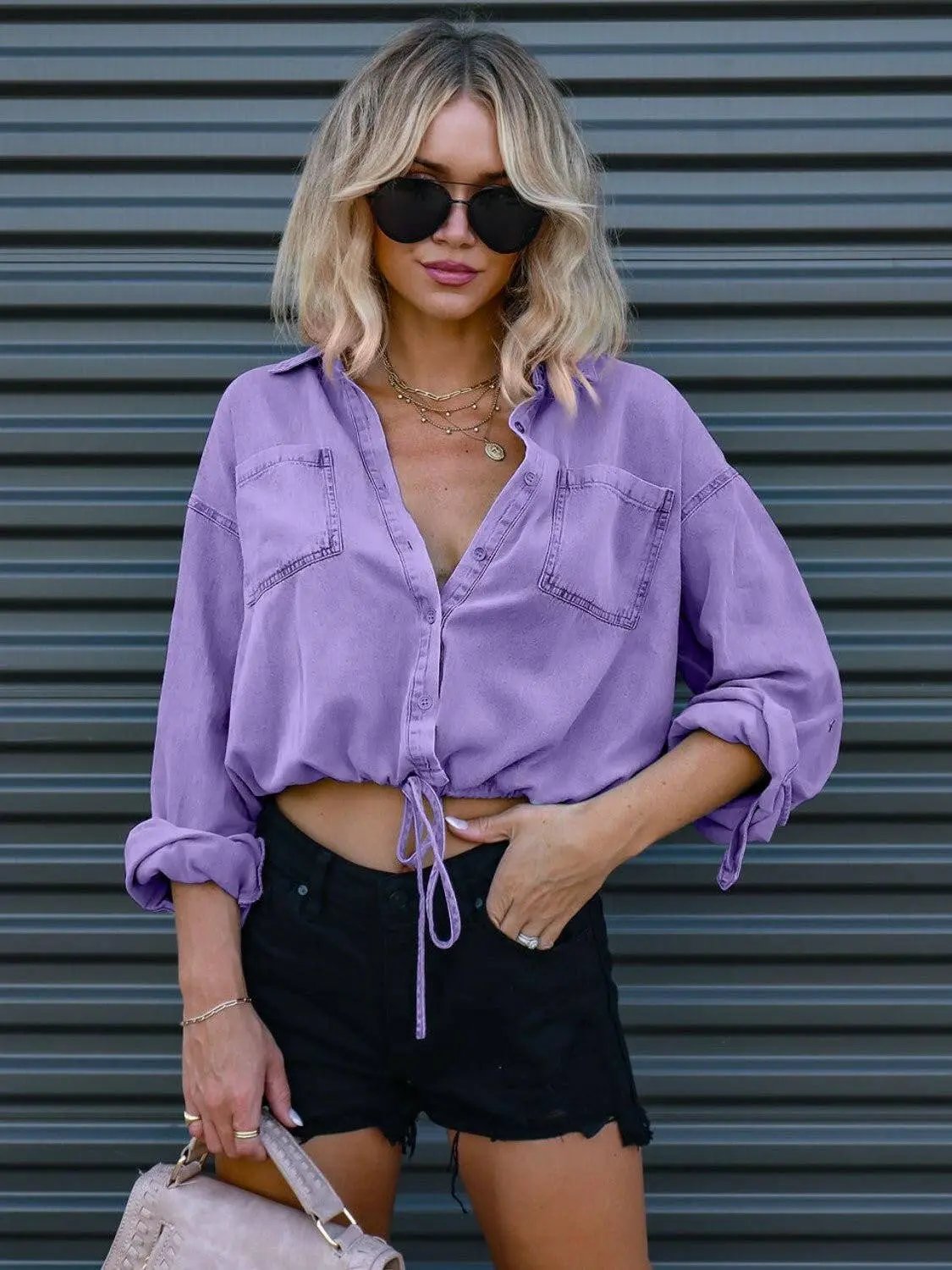 Trendsi Denim Top with Pockets - Chic Casual Style