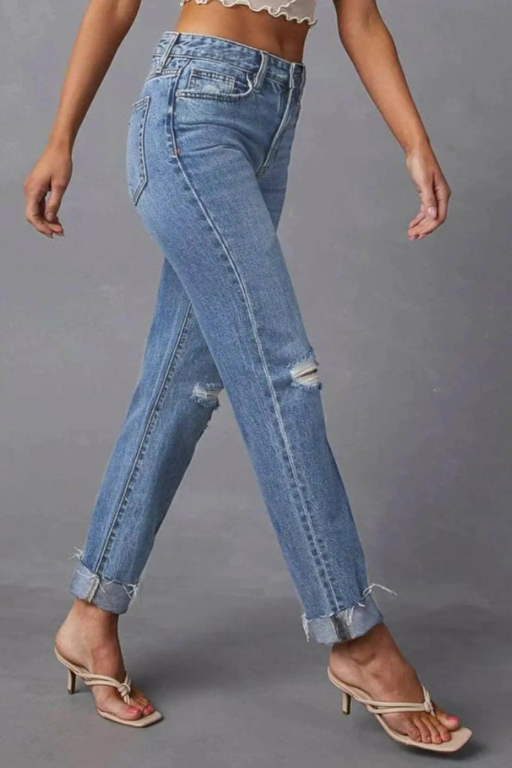 Trendsi Distressed Straight Leg Jeans — Women's Denim