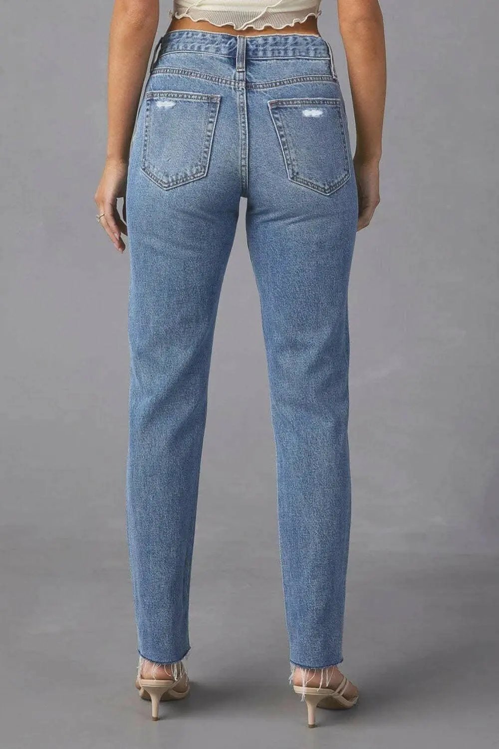 Trendsi Distressed Straight Leg Jeans — Women's Denim