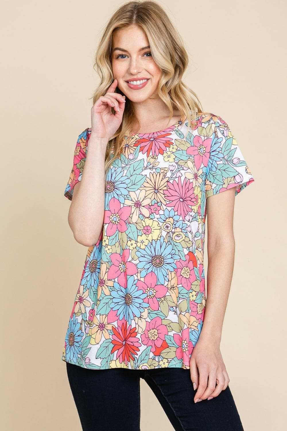 T-Shirts Trendsi Chic floral tee by bombom - soft fabric