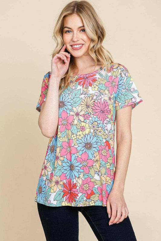 T-Shirts Trendsi Chic floral tee by bombom - soft fabric