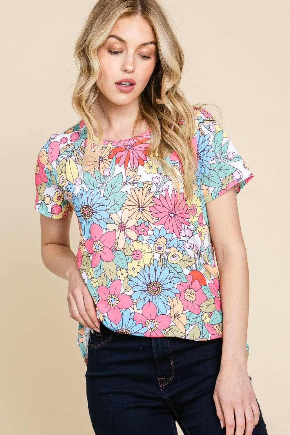 T-Shirts Trendsi Chic floral tee by bombom - soft fabric
