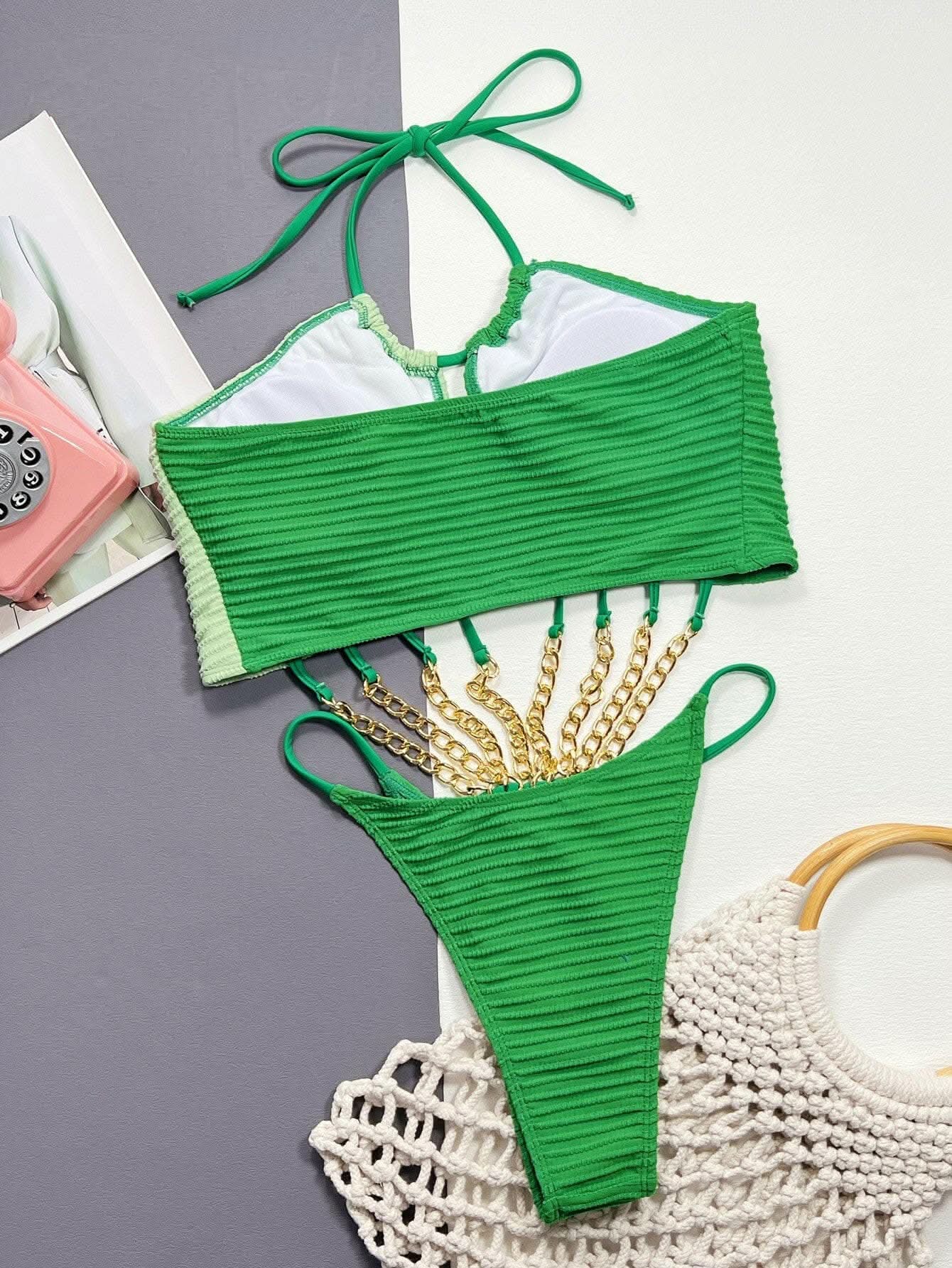 T-Shirts Trendsi swimwear - Chic grommet halter swimsuit