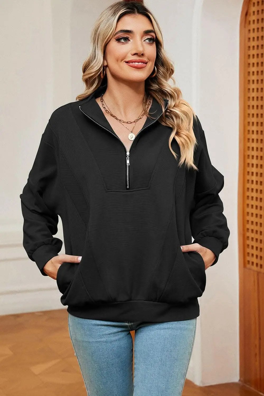 Half-Zip Sweatshirt Women's — Casual Comfort Pullover