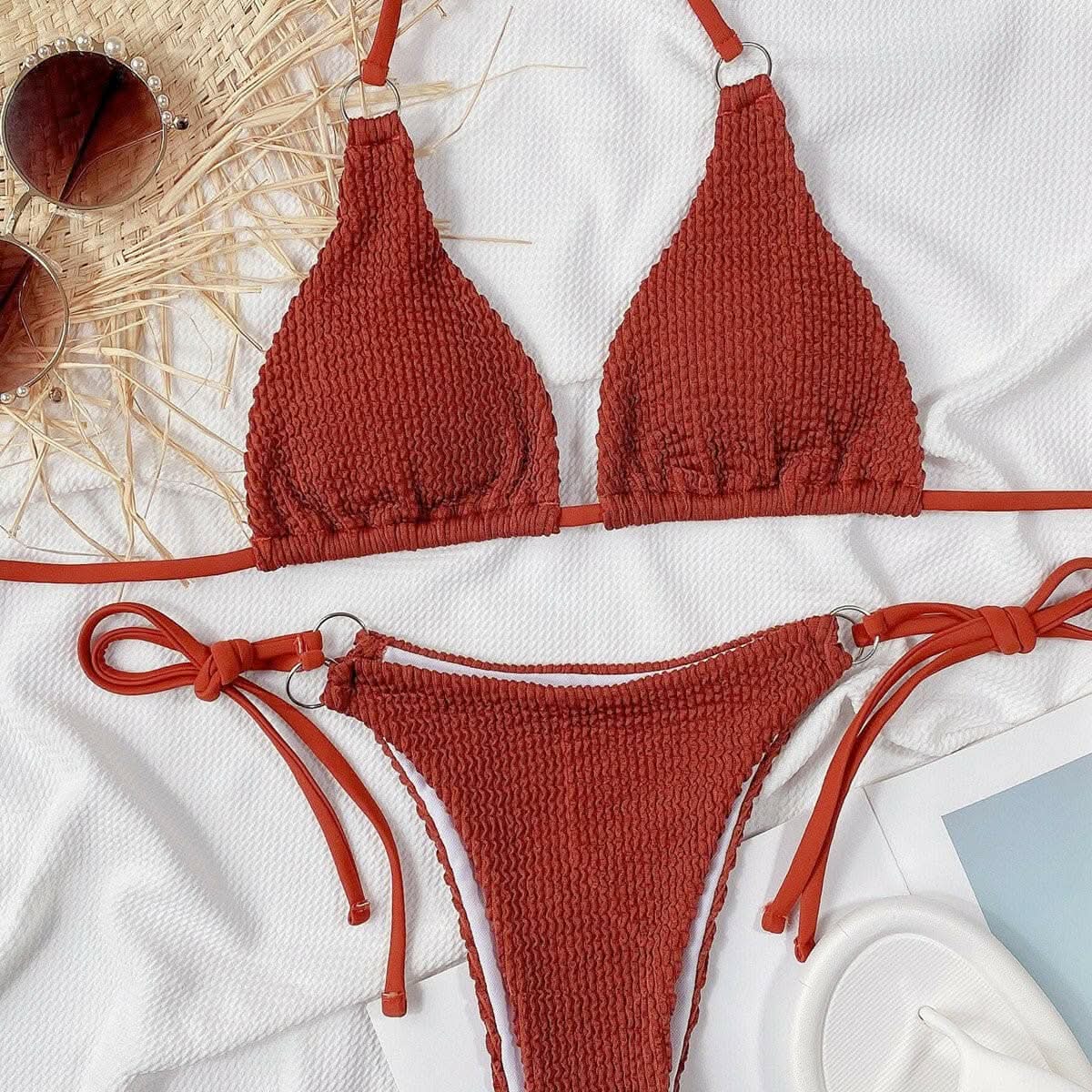 Trendsi Halter Bikini Set With Tie Sides — Chic Swimwear