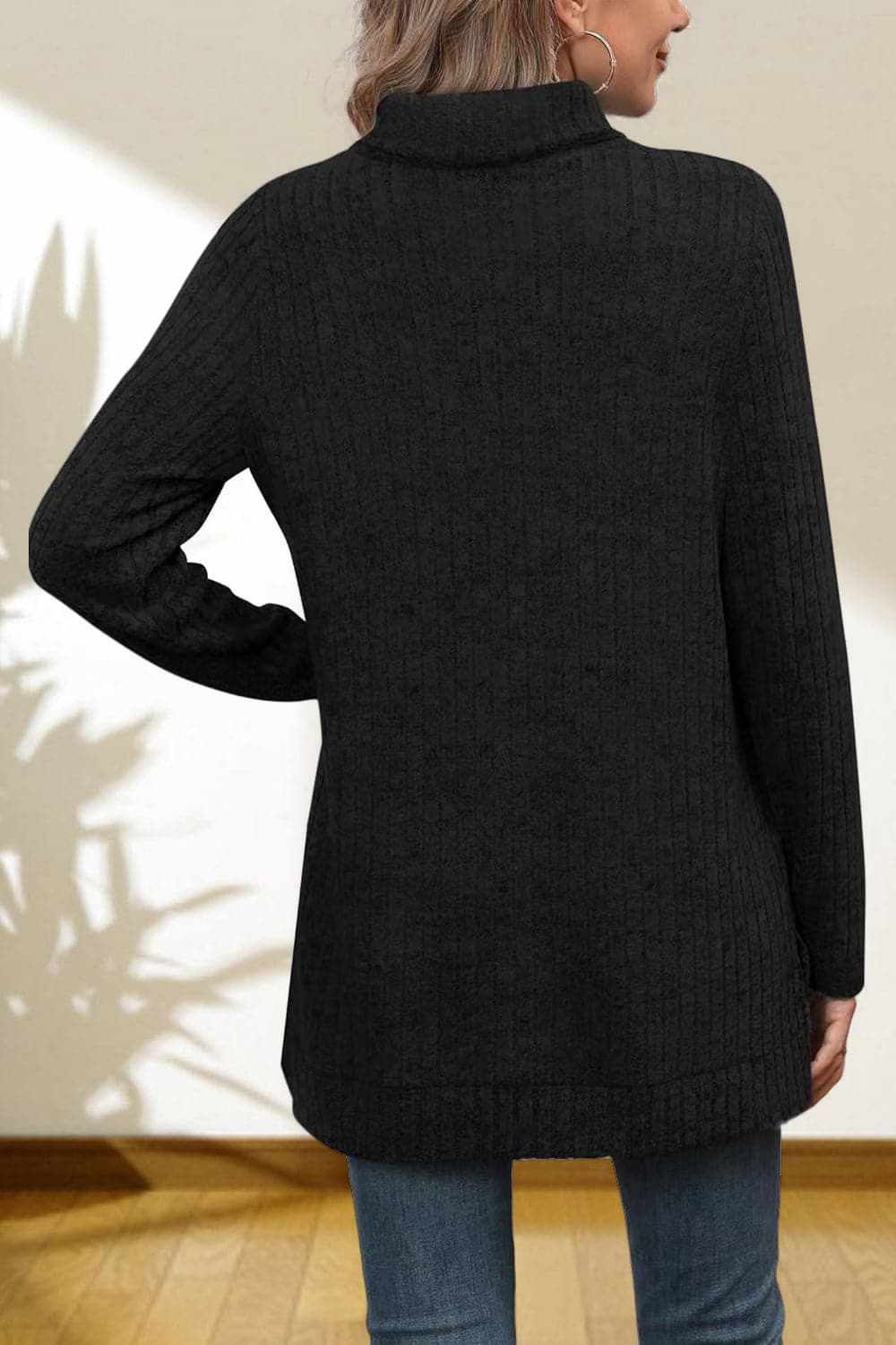 Cerise Turtleneck Sweater by Trendsi – Quality High-Low Hem Style