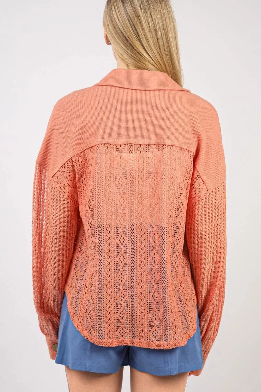 Shirts Trendsi Lace Button-Up Shirt Women's Casual Long Sleeve Top - Chic & Lightweight