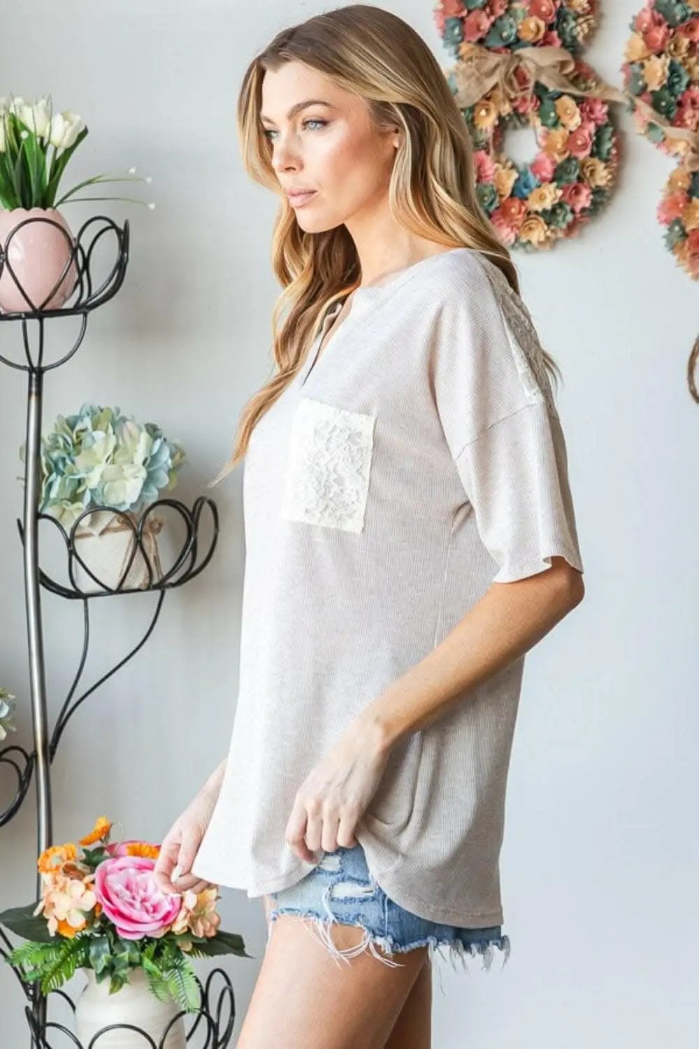 Accessories Trendsi Chic lace drop shoulder top by Heimish