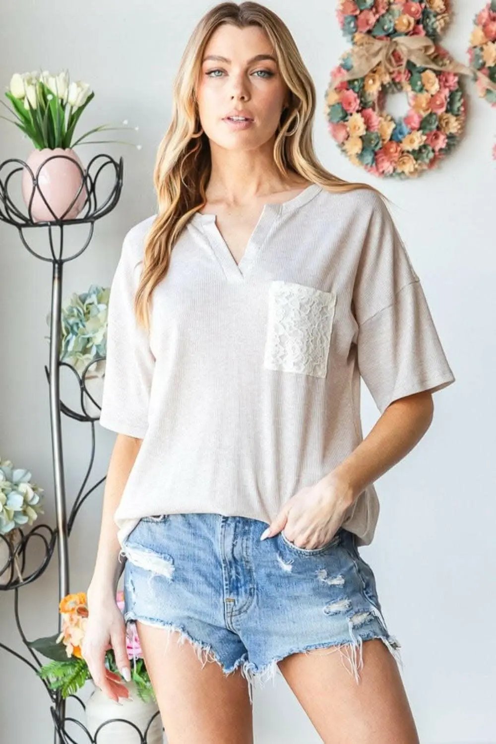 Accessories Trendsi Chic lace drop shoulder top by Heimish