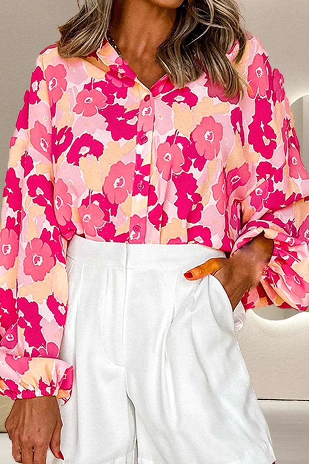 Women's Long Sleeve Blouse Blouse - Long Sleeve Button-Up - Chic Style