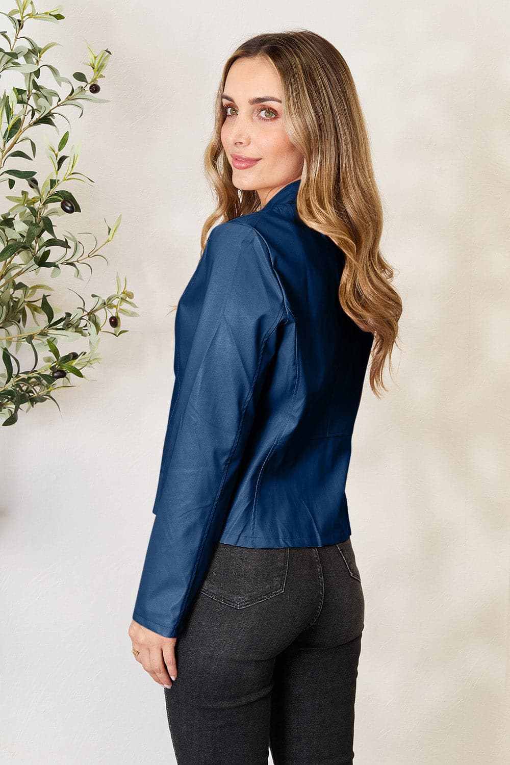 Trendsi Mock Neck Zip-Up Jacket Black