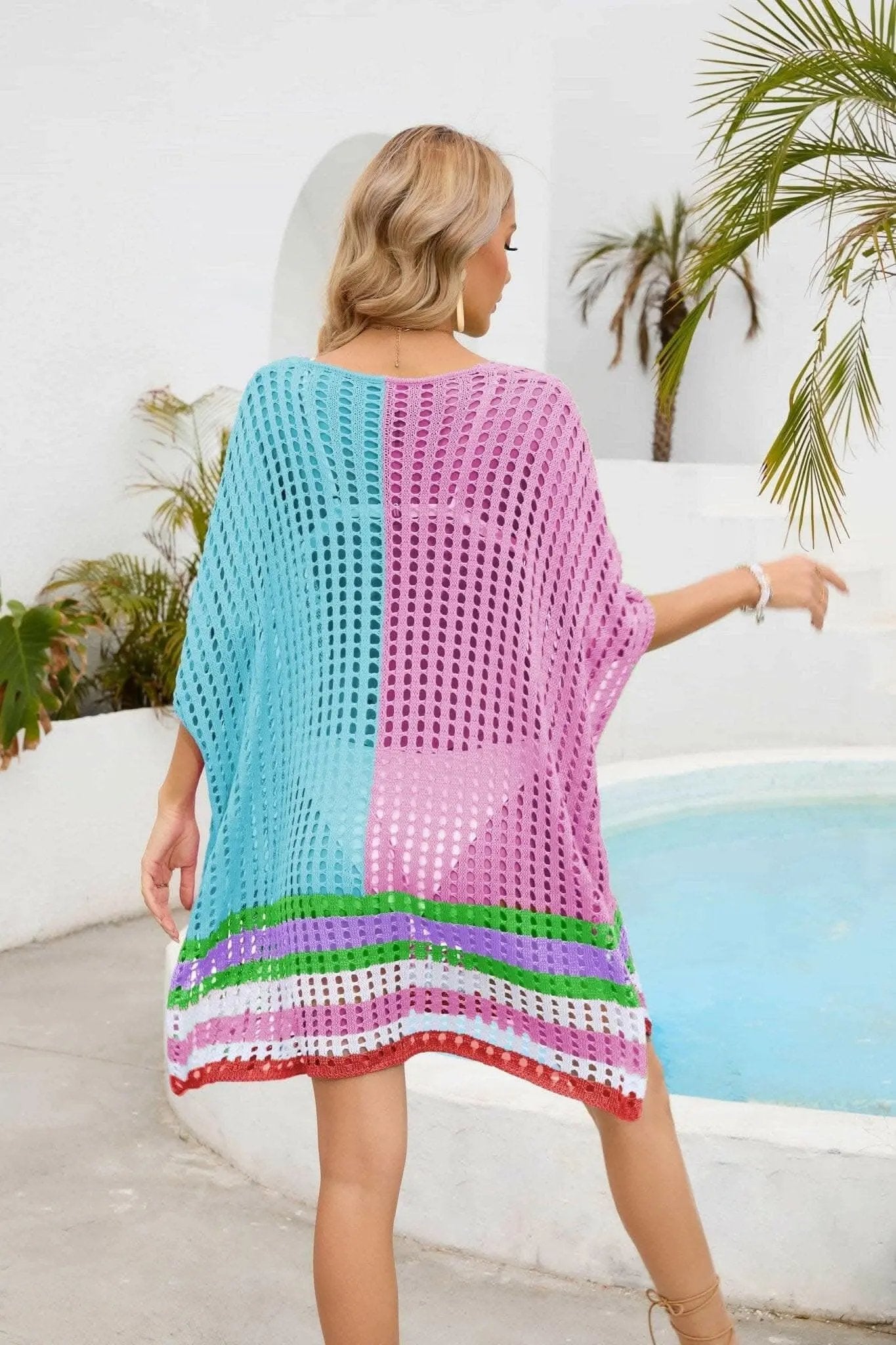 T-Shirts Trendsi swimwear - Chic openwork scoop neck cover-up