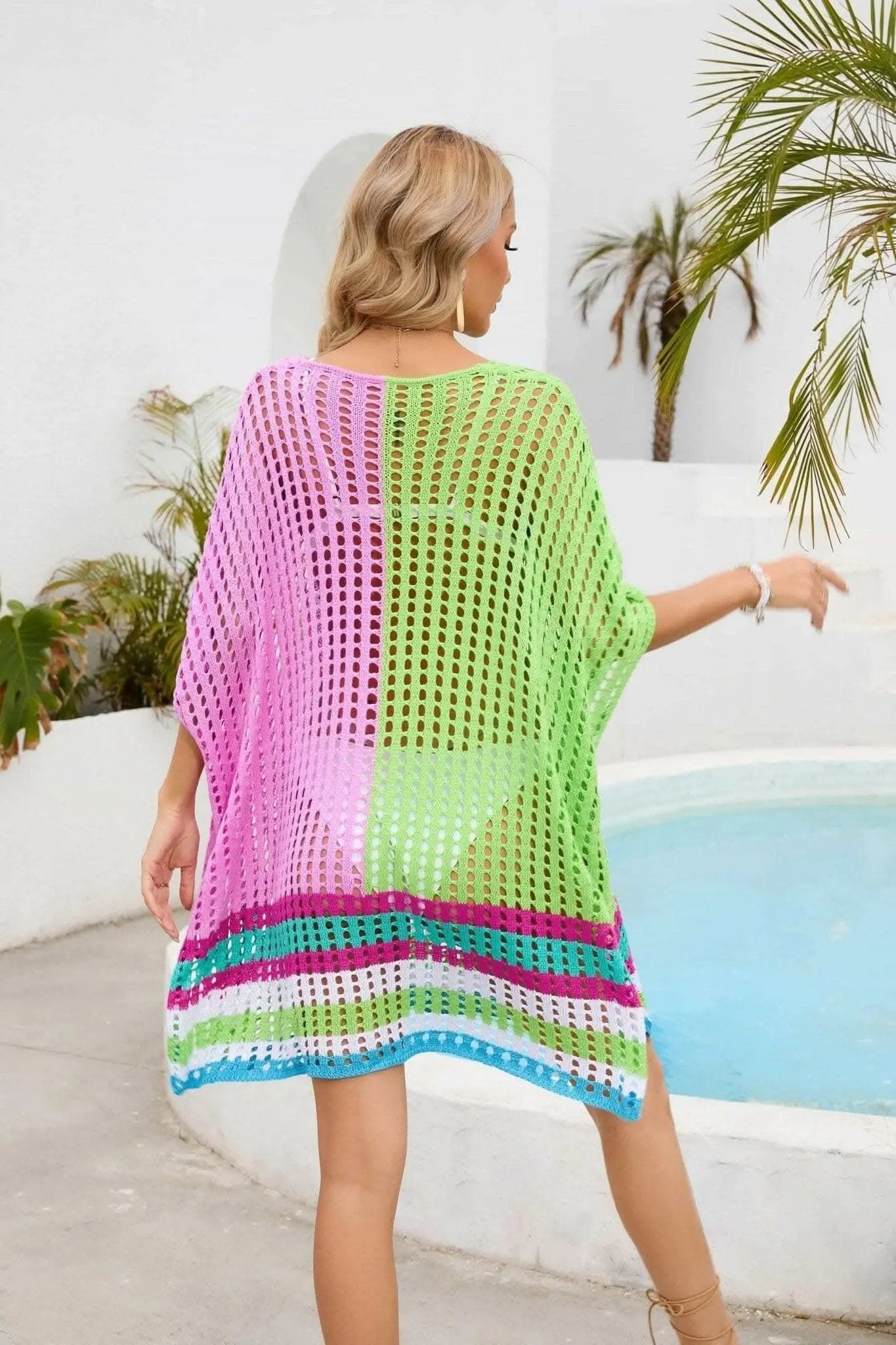 T-Shirts Trendsi swimwear - Chic openwork scoop neck cover-up