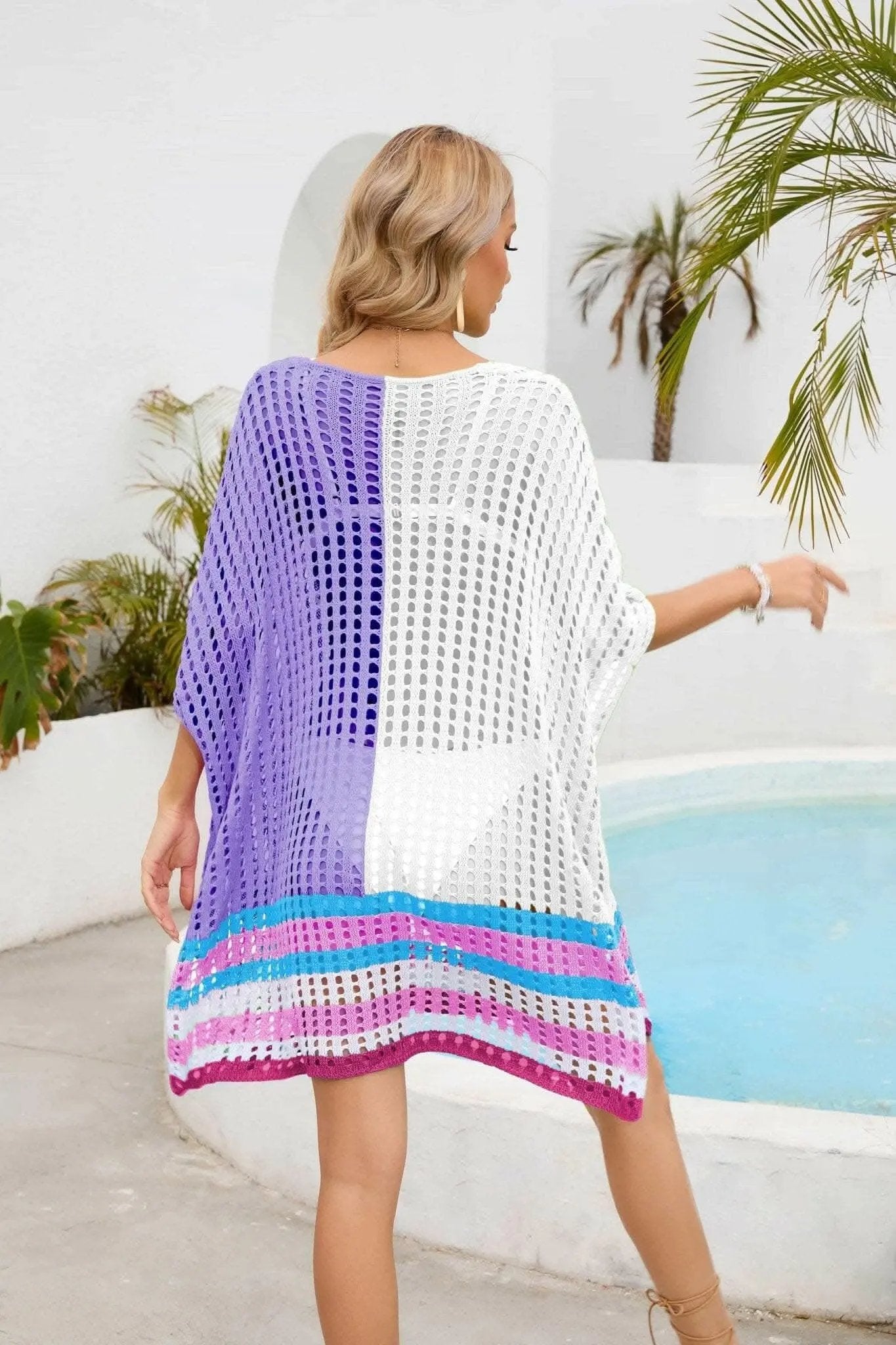 T-Shirts Trendsi swimwear - Chic openwork scoop neck cover-up
