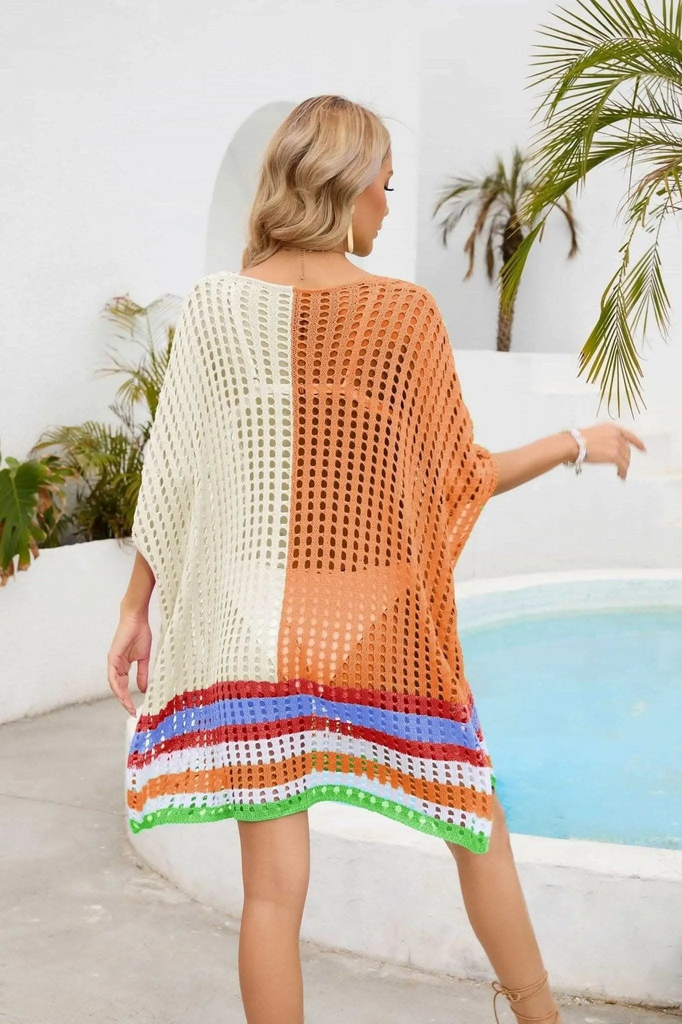 T-Shirts Trendsi swimwear - Chic openwork scoop neck cover-up