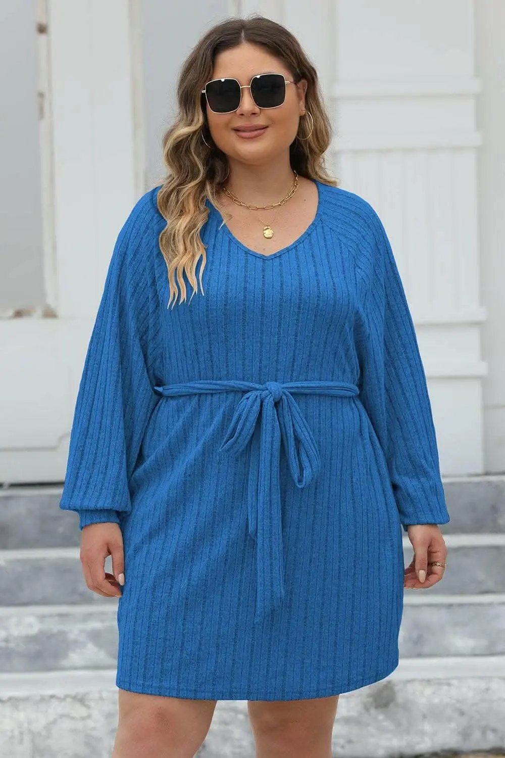 Sweaters Trendsi Ribbed Sweater Dress Plus Size Women's Chic Knit Dress Comfortable Fit
