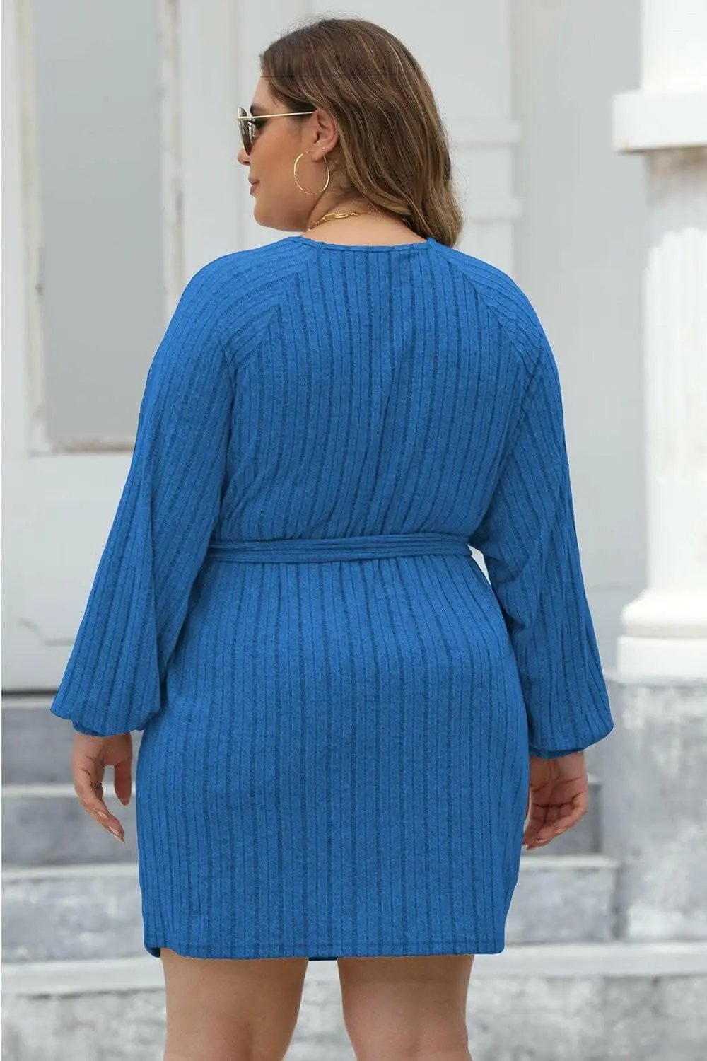 Sweaters Trendsi Ribbed Sweater Dress Plus Size Women's Chic Knit Dress Comfortable Fit