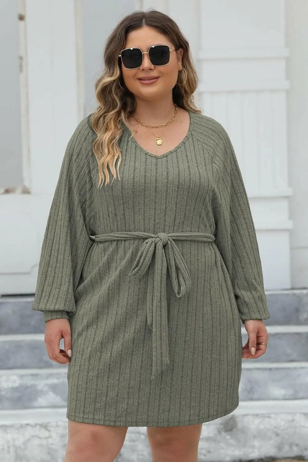 Sweaters Trendsi Ribbed Sweater Dress Plus Size Women's Chic Knit Dress Comfortable Fit