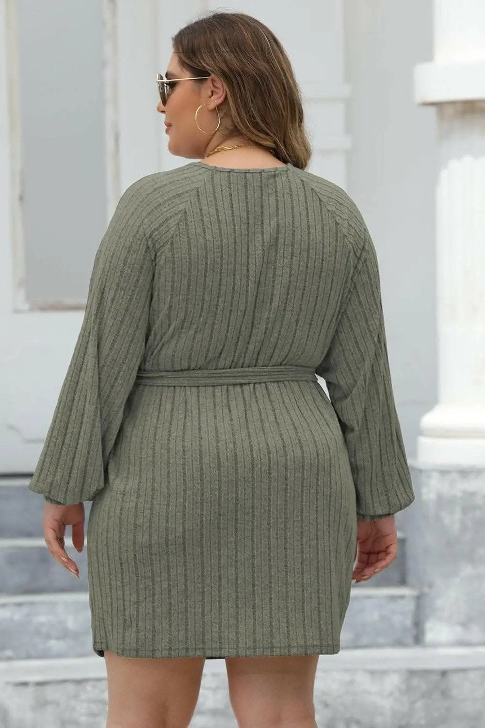 Sweaters Trendsi Ribbed Sweater Dress Plus Size Women's Chic Knit Dress Comfortable Fit