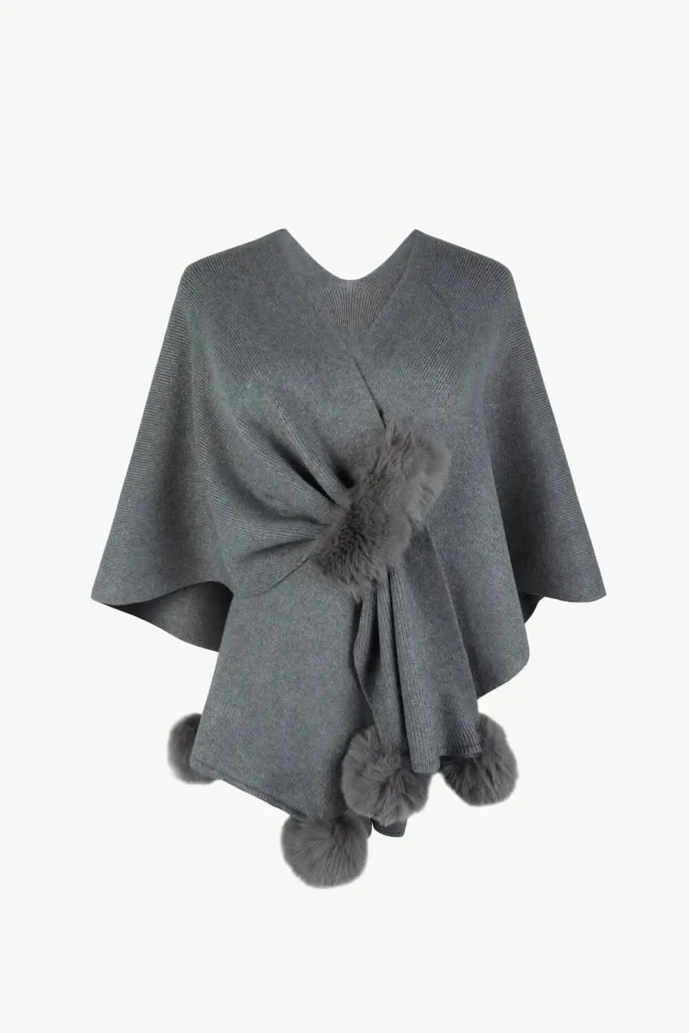 Ponchos Trendsi Chic poncho with pom-pom trim