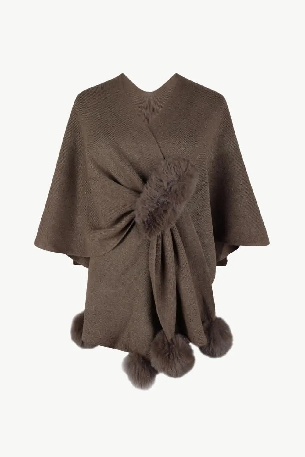 Ponchos Trendsi Chic poncho with pom-pom trim