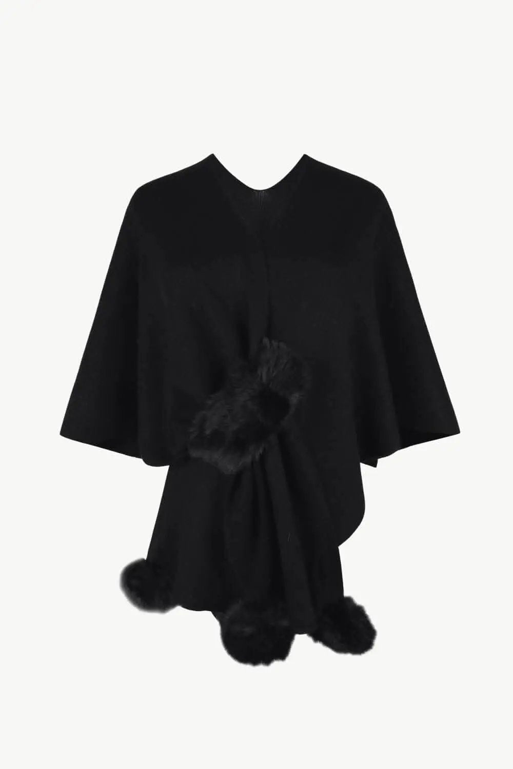Ponchos Trendsi Chic poncho with pom-pom trim