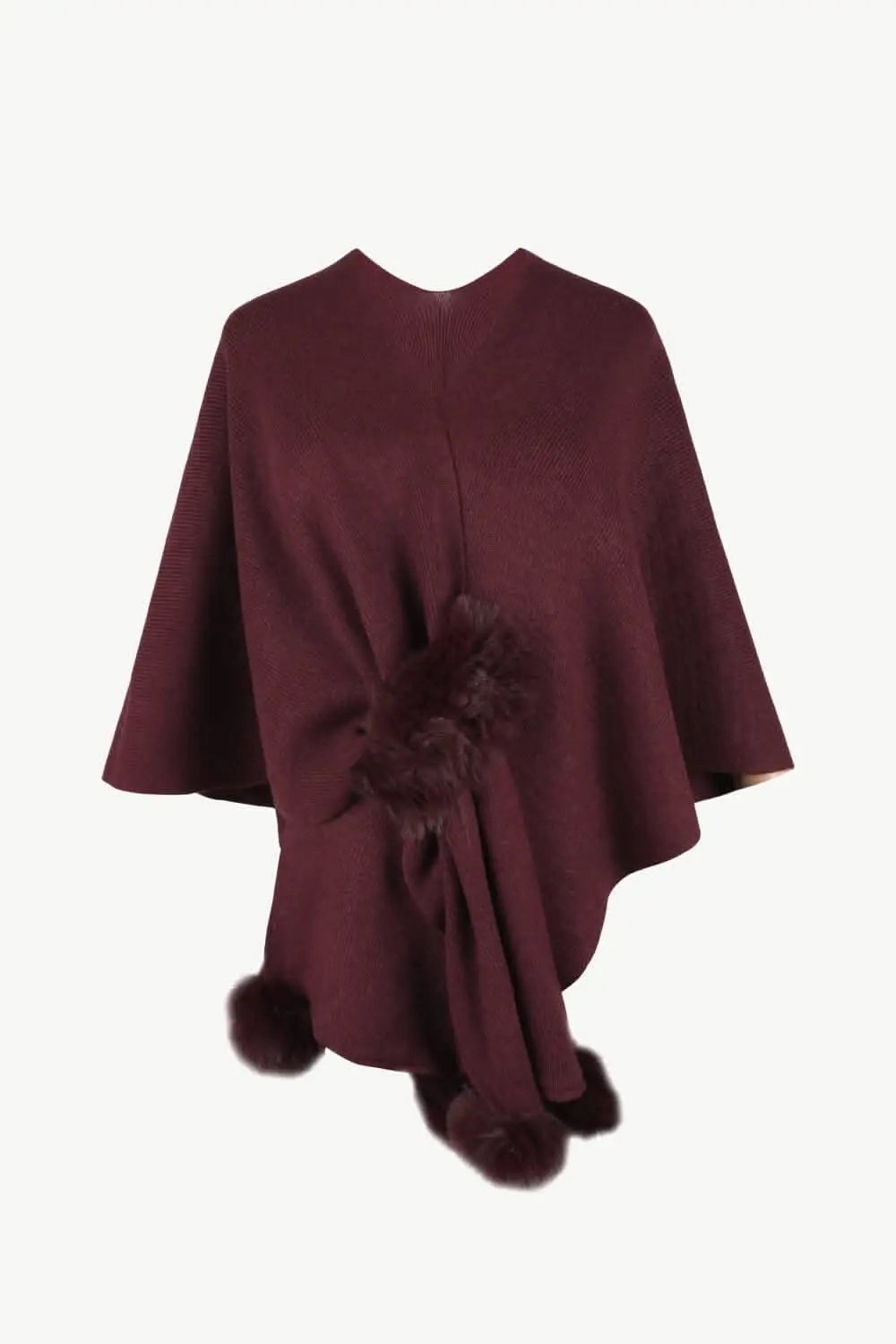 Ponchos Trendsi Chic poncho with pom-pom trim