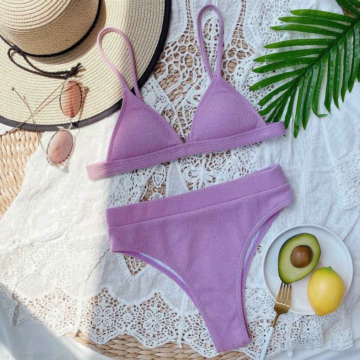 T-Shirts Trendsi swimwear - Chic ribbed bikini set with padding