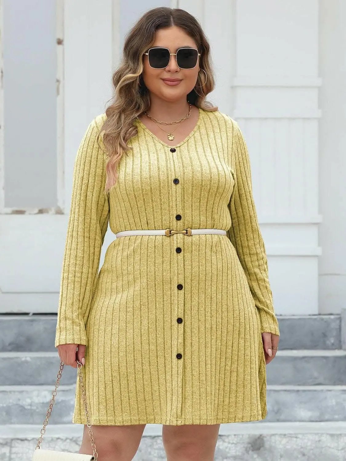 Dresses Trendsi plus - Chic ribbed dress for curvy women
